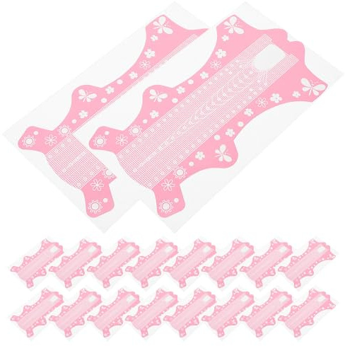 Housoutil 100 Unidades Pegatinas Guía para Moldes de Uñas Papel Extensible Rosa para Manicura Herramienta Adhesiva para Extensiones de Uñas Suministros Profesionales para Decoración y