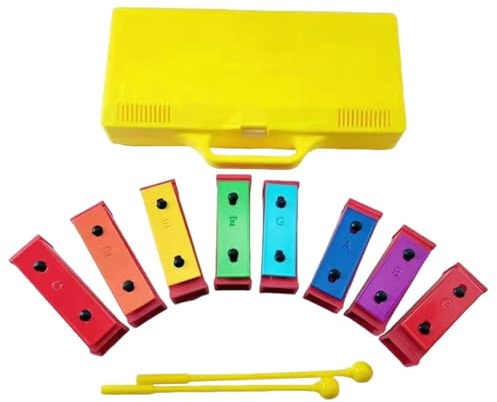 Für Kinder – Glockenspiel mit 8 Noten, Musiklernspielzeug, Musikinstrument für frühes Lernen, pädagogisches Schlagzeug-Set mit gestimmten Tasten im Met