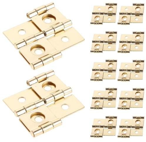 POPETPOP Charnières Pliantes en Acier 20 Pièces 47 X 47 MM à Double Action Finition Dorée, Charnières pour Meubles Anciens et Portes Moustiquaires, Usage pour Paravents et Fenêtres