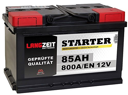 LANGZEIT STARTER Serie 12V 77Ah - 85Ah Autobatterie Starterbatterie, KFZ PKW Batterie (85Ah)