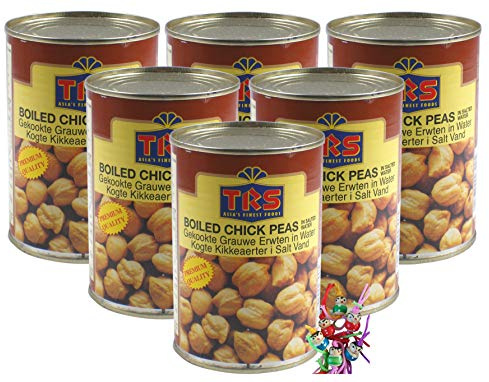 yoaxia ® - 6er Pack - [ 6x 400g / 240g ATG ] TRS Kichererbsen Gesotten (gekocht) BOILD CHICK PEAS + ein kleiner Glücksanhänger gratis