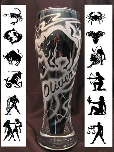 Weizenglas 0,5 l mit Gravur Sternzeichen und Name personalisiert Glas Bierglas Weizenbierglas Weißbierglas individuell Geschenk