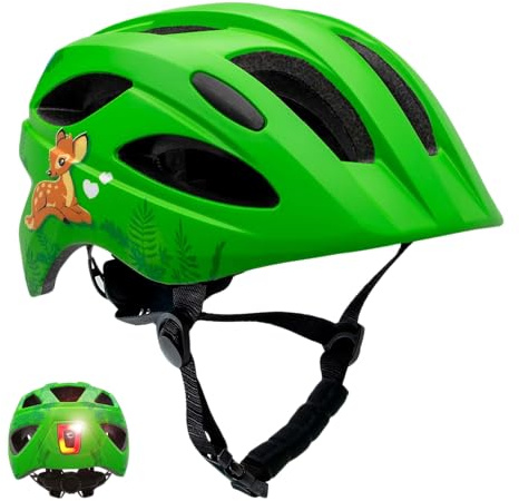 Crazy Safety Casco da Bici S.W.A.T per Bambini 6-12 Anni | per Bicicletta, Skateboard, MTB e Pattini a Rotelle con Fanale Ricaricabile | Regolabile 54-58 cm (Nero)