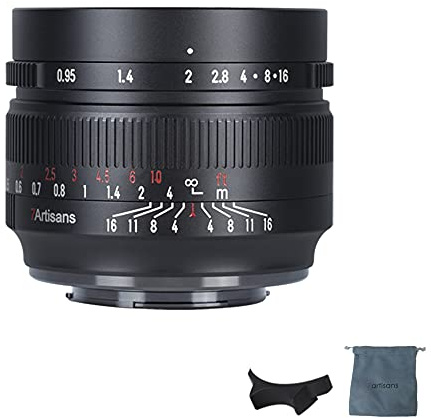 7artisans APS-C Objektiv, 50 mm, F0,95, große Blende, manueller Fokus, für spiegellose Sony E-Mount-Kameras NEX 3 3N 5 NEX 5T NEX 5R NEX 6 7 A6400 A5000 A5100 A6000 A6100 A6300 A6500 A650 6000.