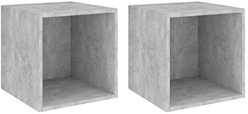 vidaXL 2X Wandschrank Wandregal Hängeregal Bücherregal Regal Schrank Schweberegal Würfelregal Dekoregal Wandboard Betongrau 37x37x37cm Holzwerkstoff