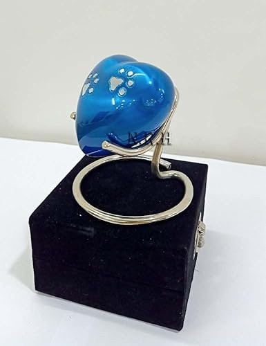 Urne funéraire en Forme de cœur Bleu – Urne Souvenir en Forme de cœur pour Cendres humaines avec boîte de qualité supérieure et Support en Forme de cœur.