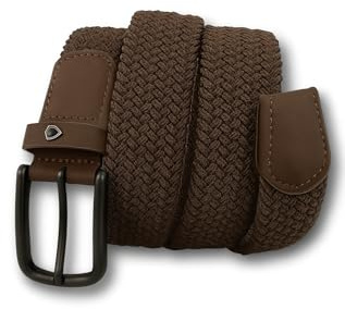 KARMA.DIEM Premium Stretchgürtel – Elastischer Nylon-Gürtel mit schwarzer eloxierter Schnalle – Unisex, flexibel & bequem – Ideal für Alltag, Beruf & Reisen – Braun Gr. Small