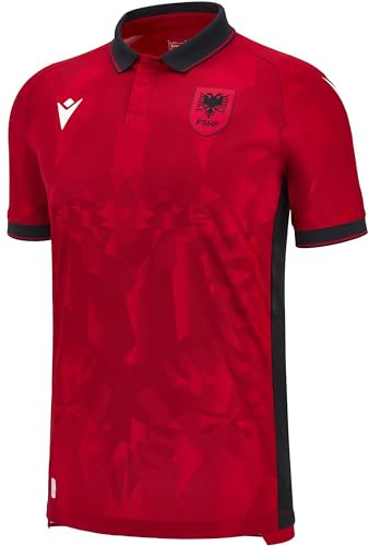 Macron Albanien FSHF Trikot Nationalmannschaft Home 2023/24 Kindergröße (DE/NL/SE/PL, Numerisch, 140, Regular, Rot)