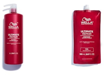 Wella Professionals Ultimate Repair Vorteils-Set – Repair Shampoo zur Tiefenreinigung & reparierende Spülung mit Omega 9 – 1 L Feuchtigkeitsshampoo & 500 ml Conditioner Refill
