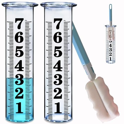 17,8 cm Kunststoff-Regenmesser, Ersatzrohr, Frostsicher, Outdoor-Regenmesser, Ersatz-Kunststoffrohr für Garten, Hof, Rasen, Rissfestigkeit, bestbewertet, 2 Rohre mit 1 Reinigungsbürste