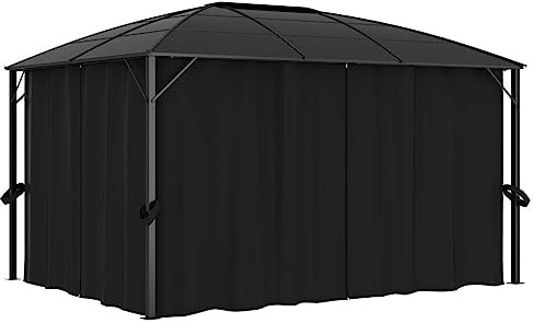 ARKEM Pavillon mit Vorhängen 400 x 300 x 265 cm Anthrazit Grillpavillon Pavillon Winterfest