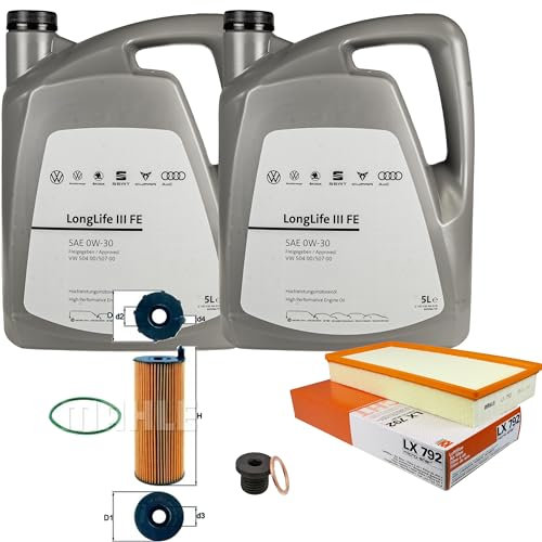 Inspektionspaket Wartungspaket Filterset mit 10 L 0W-30 Motoröl LongLife 3 FE, Ölfilter Luftfilter Ölablassschraube