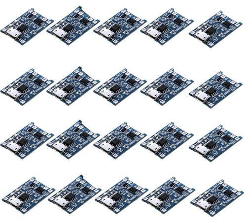 VISSQH 20 pcs 18650 módulo Cargador de batería de Litio, 5V 1A Micro USB Lithium Battery Charging Module Cargador Tablero con función de Doble protección
