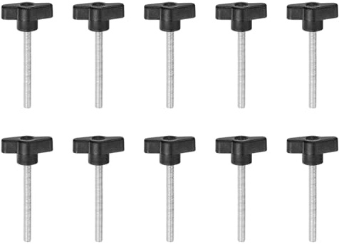 QUARKZMAN 10 Stück Rändelschrauben mit T Flügelknöpfe M6 x 60mm Kunststoff T-Kopf Klemmschraube Flügelschraube Haltegriffe 36mm Klemmknopf Daumenschraube Spannschraube Handknauf für Maschine