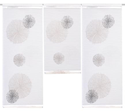 Clever-Kauf-24 Mini Flächenvorhang Set Rawlins Stein grau Schiebevorhang Schiebegardine Scheibengardine mit Kreise | Bistrogardine für Küche und Wohnbereich