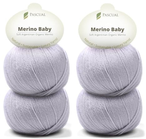 PASCUALI Merino Baby|Strickwolle aus 100% Schurwolle aus Merino, Merinowolle zum Stricken und Häkeln, SET: 4 Knäuel - 200 g, Farbe: Krokus 313