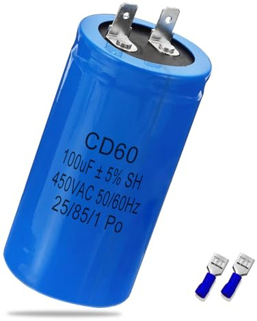 Iruihoo CD60 motorkondensator 100 µF 450 V kondensator 50/60 Hz startkondensator 100UF motordriftkondensator kontakt för elmotor