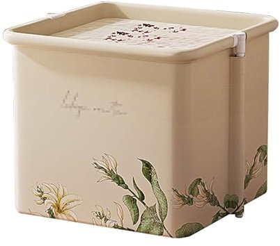 Quadratische Faltbare Badewanne Erwachsene, Badewanne für Dusche mit 2 Ablaufstutzen, Tragfähigkeit 100kg, Freistehende Badewanne für Den Innen und Außenbereich(Gold)