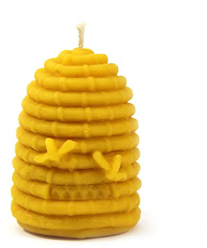 Bienenkorb Bienenstock Kerze 6 x 8 cm 100% Bienenwachs aus BIO Imkerei, Bienenwachskerze