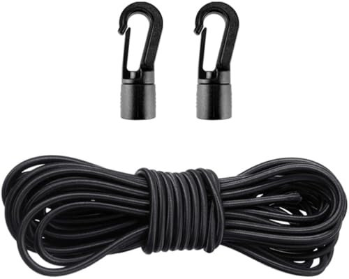 DOITOOL 5m Kayak Bungee Cord Kit Hooks, Elastic Tent Pole Shock Cord for Outdoor Camping, Boat Tie Rope Kit for Kayak and Yacht Securement