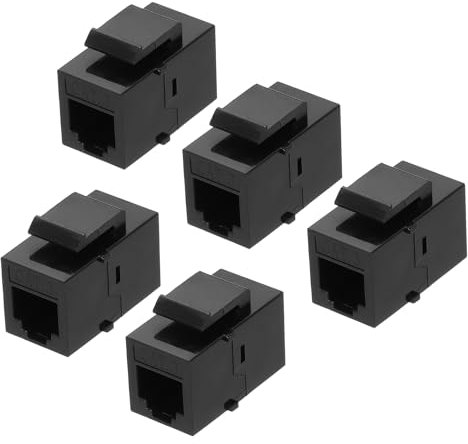 sourcing map Paquete de 5 acopladores Ethernet Cat 3, RJ11 8P4C Cat3 hembra a adaptador Ethernet hembra, color negro