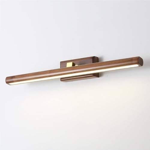 Spiegelleuchte Spiegellampe LED-Linear-Badezimmer-Wandleuchte, minimalistische lineare Wandleuchte, Holz-Waschtischleuchte, lange Bauernhaus-Wandlampe for Schrank, Schlafzimmer, Küche(Walnut Color,40c