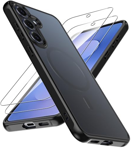 Natbok Cover per Samsung Galaxy S25 FE 5G con 2 Vetro Temperato, Magnetica Cover Samsung S25FE Compatibile con Magsafe, Antiurto Traslucida Opaca Cellulare Custodia Cover per Galaxy S25 FE