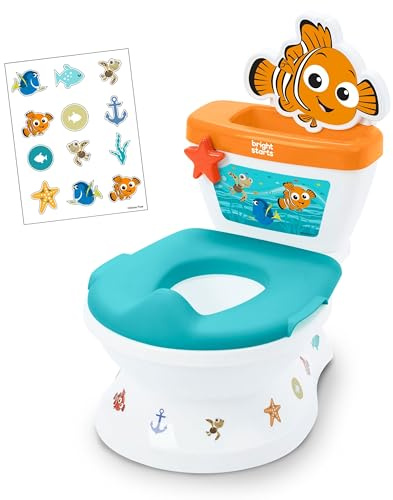 Bright Starts, Pot d'Apprentissage Disney Baby Le Monde de Nemo My Size Système 2-en-1, Sons de Chasse d'Eau et Encouragements Réalistes, pour 18 Mois et Plus, Jusqu'à 23 kg, Bleu