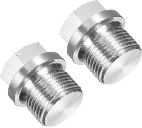 PATIKIL M20 x 1.5 Male Pipe Plug 2 Pcs Oil Drain Plug 304 Stainless Steel Metric Hex Flange Socket Solid Pipe Fitting for Hydraulic Oil Seal