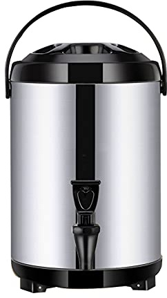 Drink Dispenser Double Insulated Beverage Dispenser with Tap, 304 Stainless Steel Hot Water Dispenser for Hot Chocolate Coffee Milk Insulation Barrel for Commercial Home for Parties