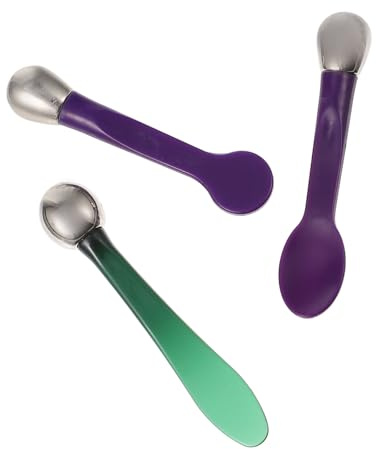 Augencreme aus Zinklegierung Massagelöffel für Frauen und Mädchen | Kompakt Tragbar, für Tasche und Make Up, Augenmassage und Cremeauftrag, 3 Stück