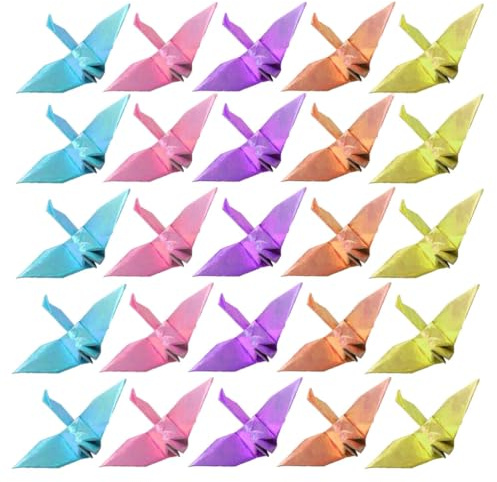 ibasenice Handmade Origami Crane Decor 3.93 In, Paper Crane Keepsake | for Hanging or Centerpiece, Lightweight Japanese Art for Wedding, Valentine’s Day & Anniversary Party Decoration