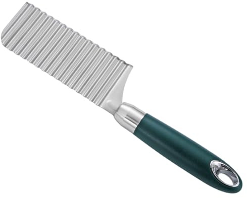 SHOWERORO Cortador de Patatas Ondulado Inoxidable Cuchillo Crinkle Resistente con Mango Ergonómico para Cortar Patatas Fritas Verduras y Frutas Herramienta Multifuncional y Práctica de