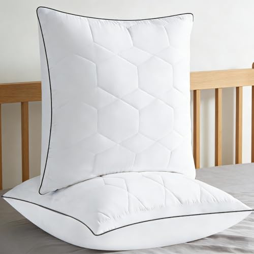 TINCOOL Kopfkissen 80x80 2er Set, Kissen mit Reißverschluss & Höhenverstellbar, Seiten-,Rücken-& Bauchschläfer Atmungsaktiv & Waschbar, Oeko-TEX geprüft, für Allergiker, Schlafkissen für Bett & Sofa