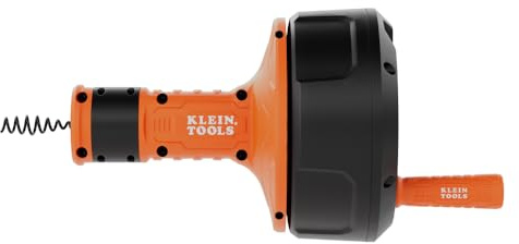 Klein Tools 53016 25-Foot Auto-Feed Drain Auger, Drum Auger, Snake Plumbing Tool, Drain Snake, Cleaner Tool, Tri-Roller System, Power Drill Compatible
