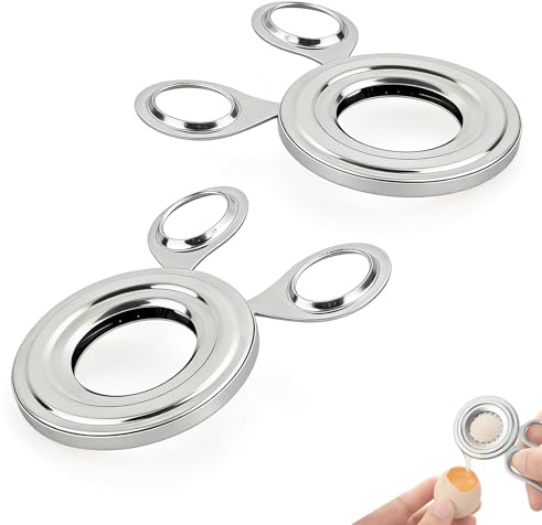 JIXLOUR Coupe Oeuf à la Coque en Acier Inoxydable, Lot de 2 Outil de Cuisine Professionnel pour Découpe Propre et Rapide des Oeufs Bouillis Durs, Idéal pour Restaurant et Ustensile de Cuisine Maison