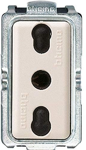 Presa Bivalente di Sicurezza Avorio 2P+T Standard Italiano Bticino Magic 5180
