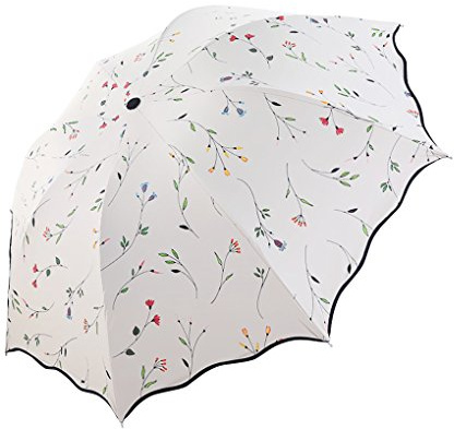 YJZQ Portable Folding Automatic Umbrella Telescopic Lightweight Compact Travel Sun Umbrellas Parasol Windproof, Rainproof & 99% UV Protection with Black Anti-UV Coating, UPF 50+