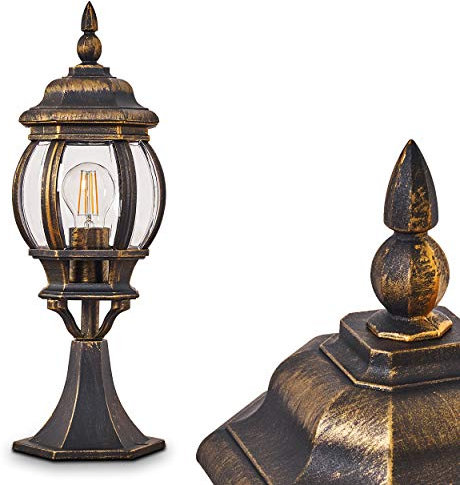 Outdoor lamp Lentua, Bollard Light in Antique Look, cast Aluminium in Brown/Gold with Plastic Discs, Path Light 50 cm, Retro/Vintage Garden lamp, E27 Socket, IP44, Without Bulb