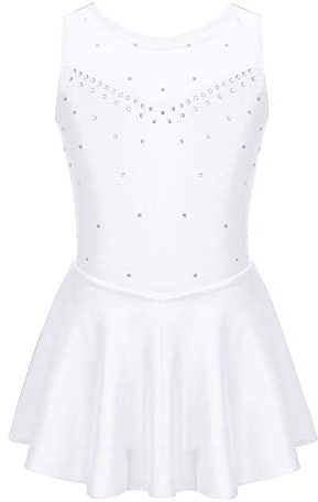 TiaoBug Mädchen Ballettkleid Ballettanzug Ärmellos Eislaufkleid Ballett Trikot Glänzend Body Kostüm für Tanz Gymnastik Eislaufen