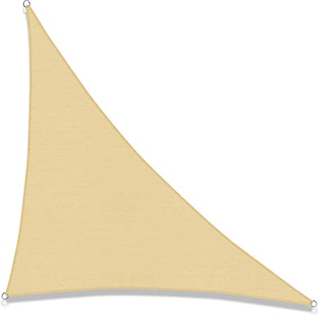 SUNNY GUARD Vela ombreggiante 3x3x4.25m HDPE Tenda a Vela Triangolare, Tenda da sole per esterno Traspirante Protezione Raggi UV per Giardino Esterno terrazza, Sabbia