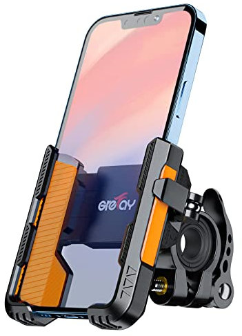Grefay Fahrrad Handyhalterung【1S Schnelle Demontage】 Motorrad Handyhalter Mit 2 Anschlüssen Mit 360 Drehung Outdoor Lenker Handyhalter für Rennrad MTB Scooter für 4,5-7,0 Smartphone