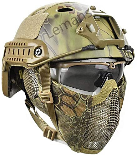 Casco Rápido Táctico Multifuncional Y Protección Auditiva Plegable Máscara Y Gafas De Malla De Media Cara,Pistola De AirePaintballJuego De RolJuego De CS