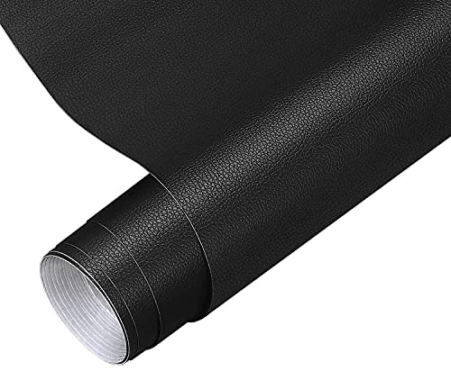 Kunstleder Selbstklebend, 60 X 300 cm Leder Reparatur Set Lederflicken Selbstklebend, Leder Repair Patch Für Bürostuhl Sofa Couch Autositze Jacke Rucksack, Schwarz