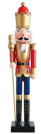 RENJIELI 35 Grand Noël Casse-Noisette en Bois Rois Soldat Ornement Décoration de Noël Chiffres Marionnette Jouets Décor À La Maison (Size : Red King) Little Surprise
