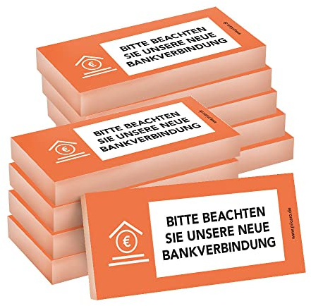 PRICARO Haftnotizen Neue Bankverbindung, orange, 100 Blatt, 10 Stück