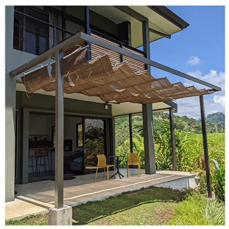 Copertura Ombreggiante Per Pergola - Tenda Da Sole Impermeabile - Tenda A Vela Ad Onda Per Pergola In Legno, Traliccio, Terrazza - Cavo Metallico E Ferramenta Inclusi ( Colore : Coffee , Taglia : 1.5x