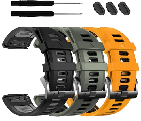 EZMVZKU 26mm Bracelet Silicone pour Garmin Fenix 8/8 Pro 51mm/7X/7X Pro/6X/6X Pro/5X Plus, Quickfit Bracelets de Montre Compatible avec Enduro 3/2/Epix Pro/Descent Mk3i/quatix 8/Tactix 8 AMOLED 51mm