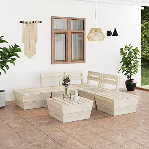 LAPOOH 6-TLG. Garten-Paletten-Lounge-Set, Möbelsets, Gartenmöbel, Garten Lounge, Lounge Set, Terrassenmöbel, Loungemöbel Terrasse, Loungeset, Imprägniertes Fichtenholz