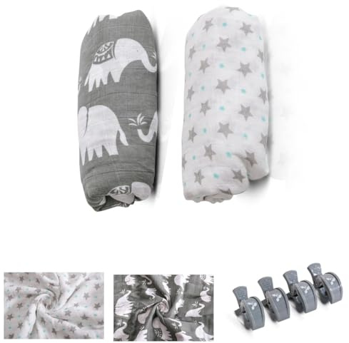 Cangaroo Baby Stoffwindel Set Aimy 120 x 110 cm, Klemmen, Musselin, Spucktücher grau